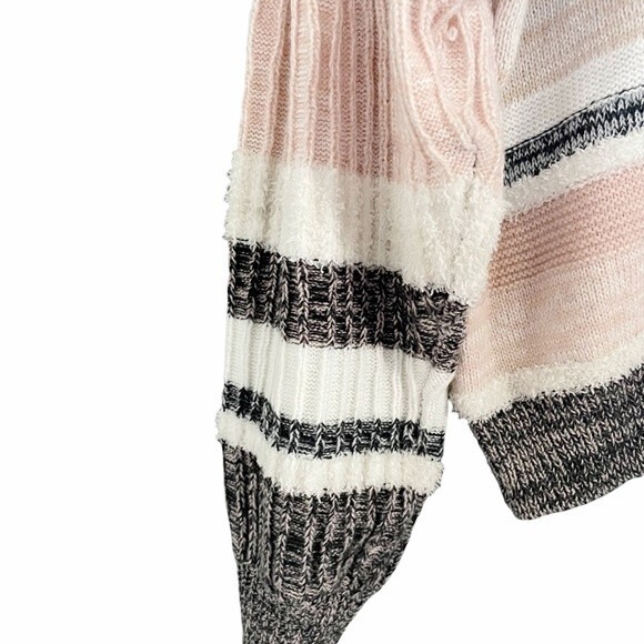 Takara Sweater Preppy Striped Statement Sleeve Pullover Pink Women's Size Medium - Picture 3 of 10